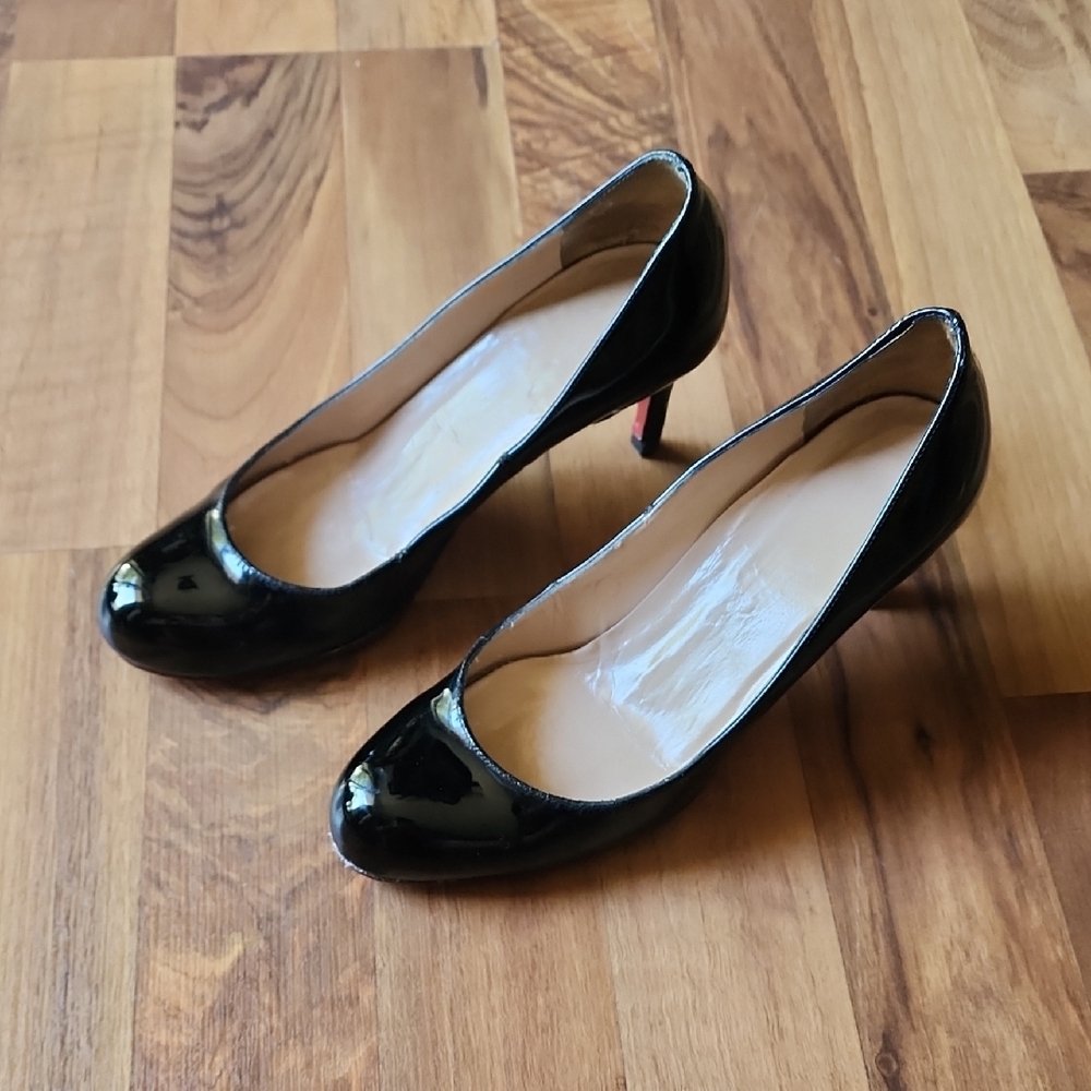 Christian Louboutin Black Patent Leather Kitten Heels